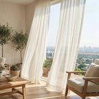 Fern Extra Long & Wide Cotton Semi Sheer Curtains Side Wind Display