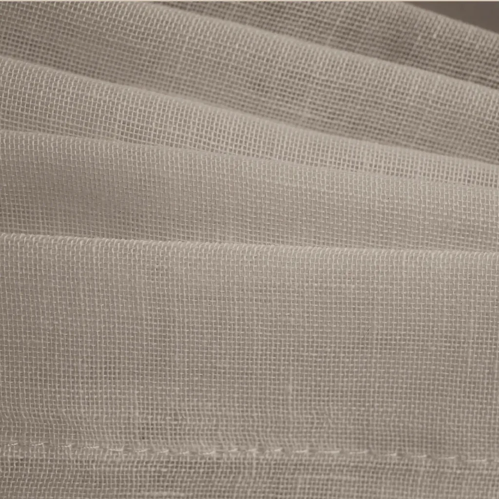 Fern Extra Long & Wide Cotton Semi Sheer Curtains Gray Fabric Display2