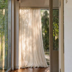 Fern Extra Long & Wide Cotton Semi Sheer Curtains Gray Display 1