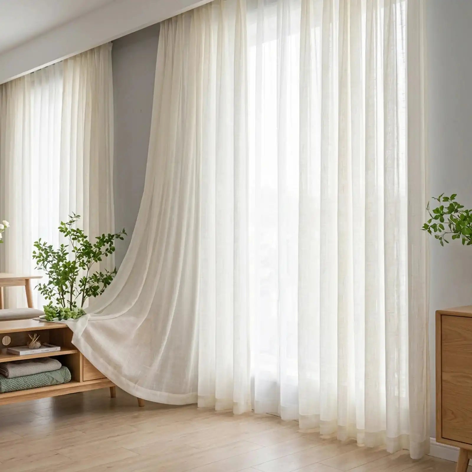 Fern Cotton Semi Sheer Curtains