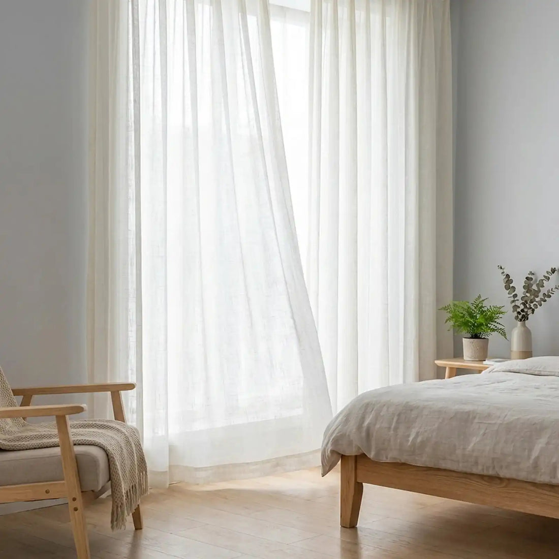Fern Extra Long & Wide Cotton Semi Sheer Curtains sway naturally in the wind