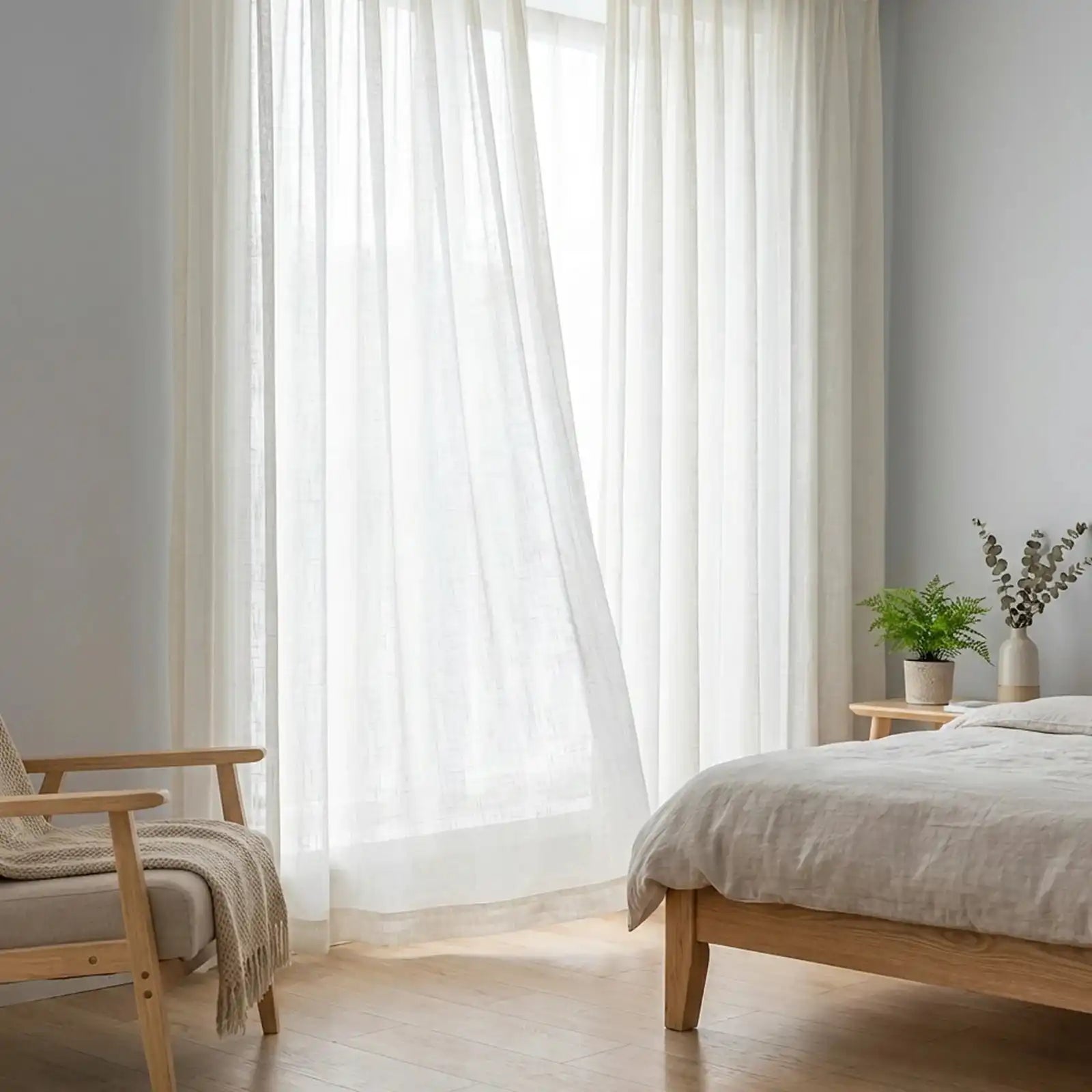 Fern Extra Long & Wide Cotton Semi Sheer Curtains sway naturally in the wind