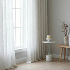 Fern Extra Long & Wide Cotton Semi Sheer Curtains (White Side View)2
