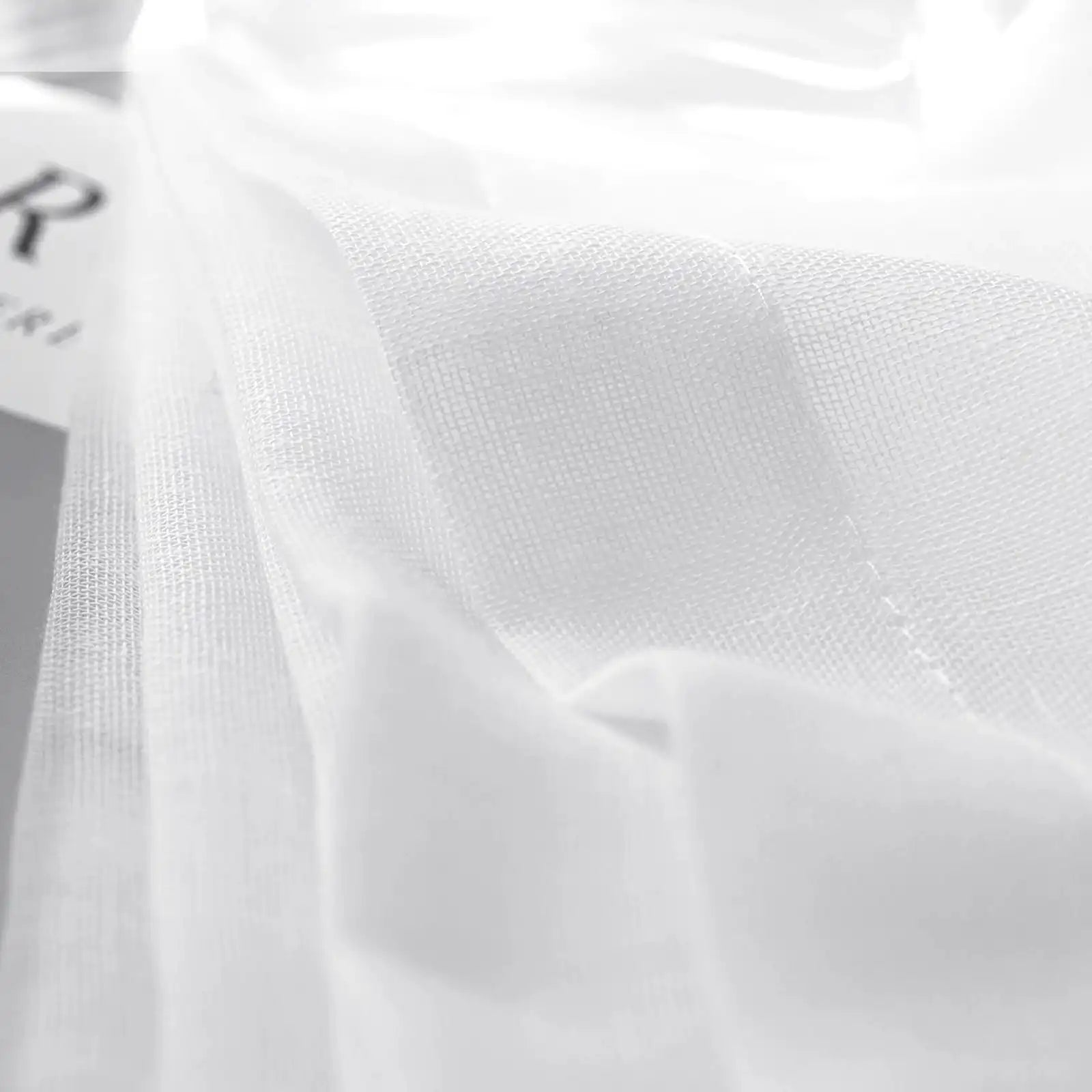 Fern Extra Long & Wide Cotton Semi Sheer Curtains (White Fabric Details)2