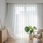 Fern Extra Long & Wide Cotton Semi Sheer Curtains (Front View)