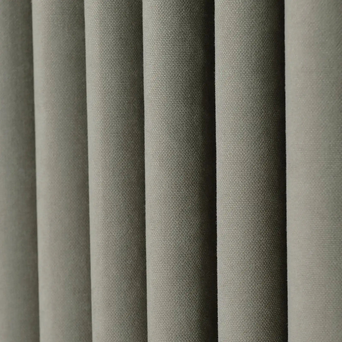 Gray Brown Gavin curtain panel showing smooth drape and woven texture