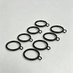 Set of 20 black steel curtain rings with small attached loops for hanging curtains, ideal for window treatments, SKU: AGPC70-1