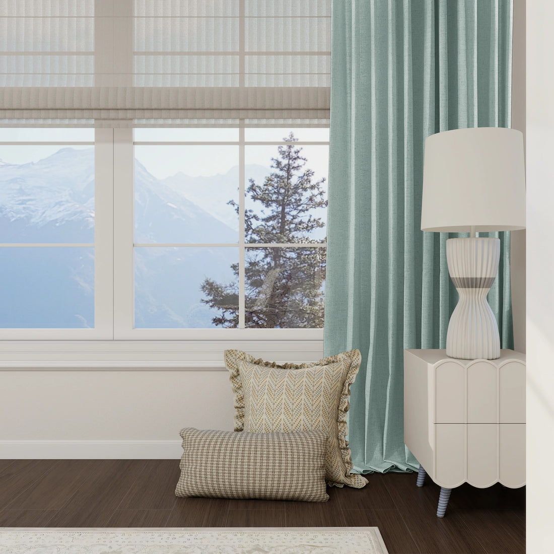 Jasper Curtains Dusty Aqua Installation