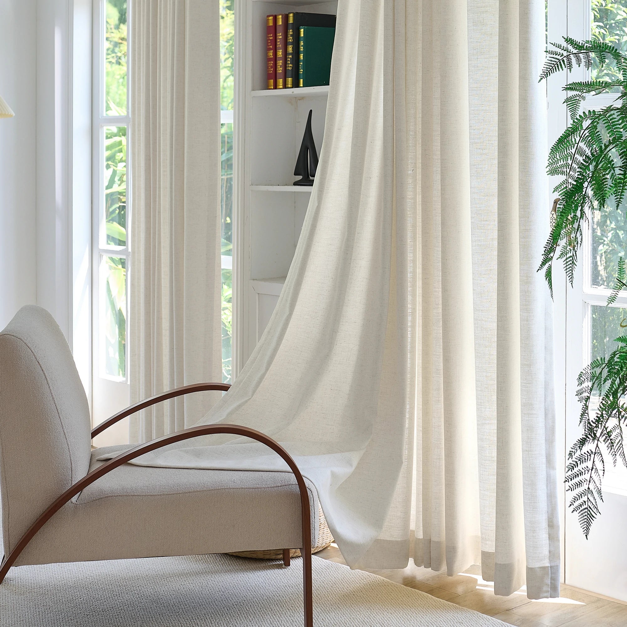 Jasper Linen Curtains Plaid White Display