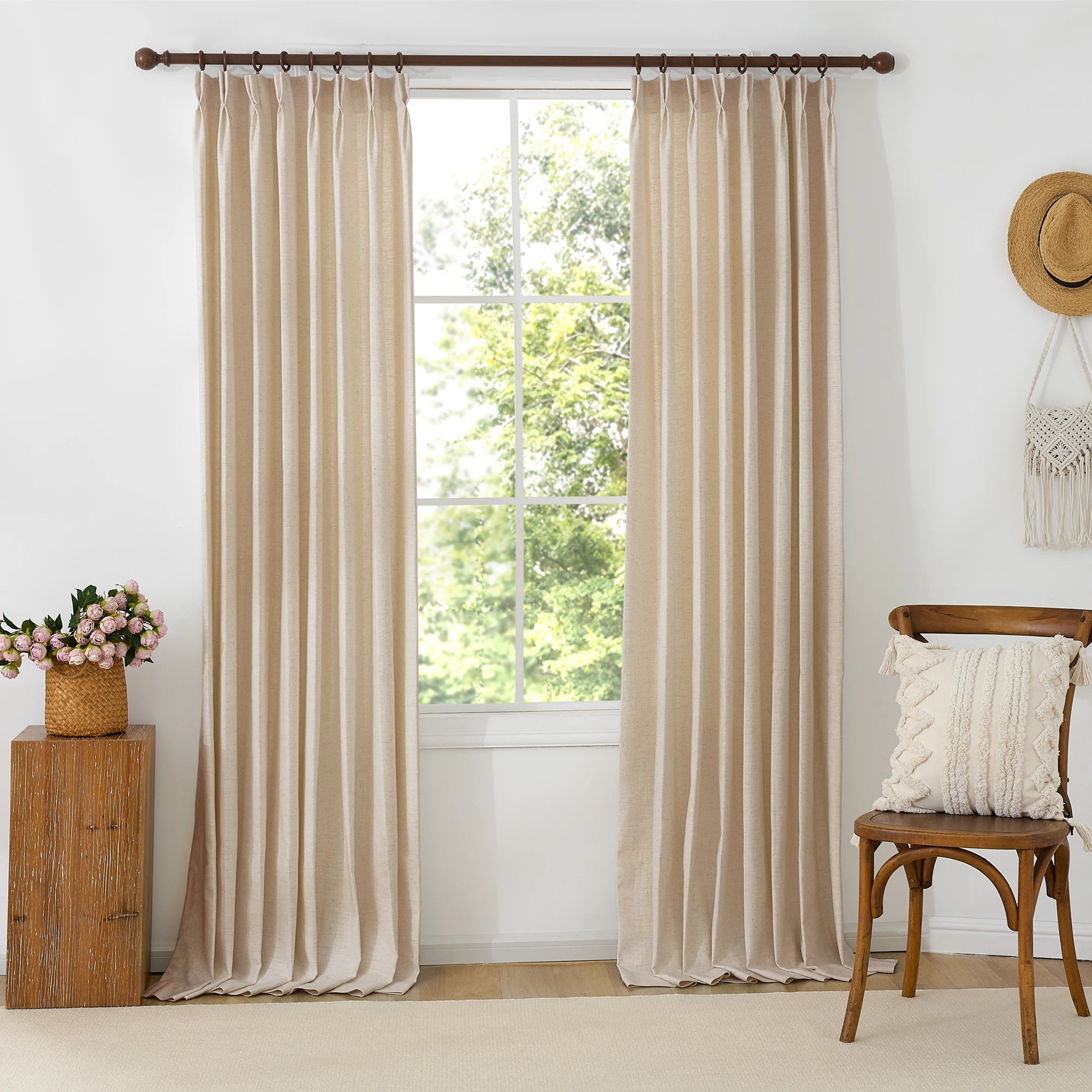 Jasper Linen Curtains Vanilla Cream Front View