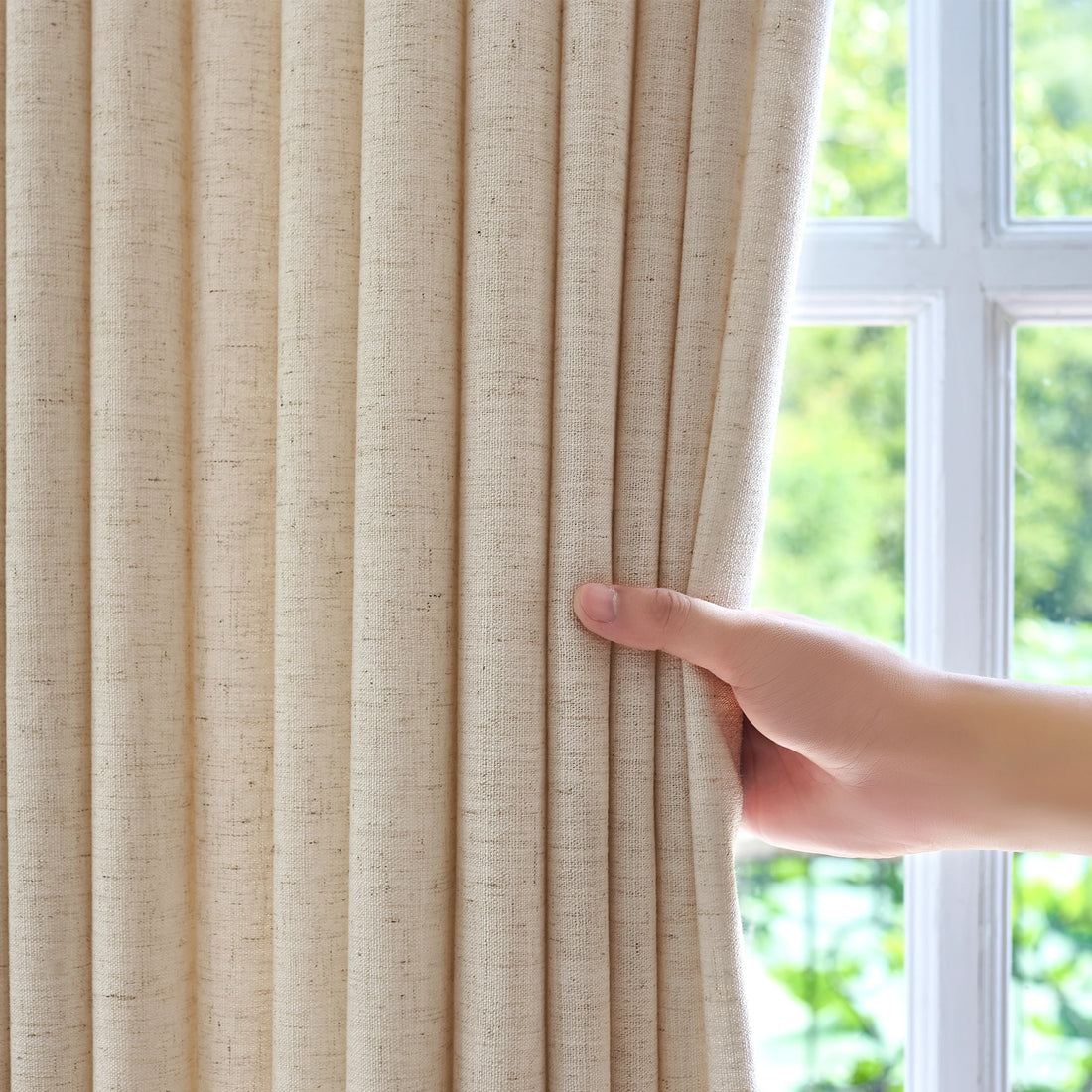 Jasper Linen Curtains Vanilla Cream Details