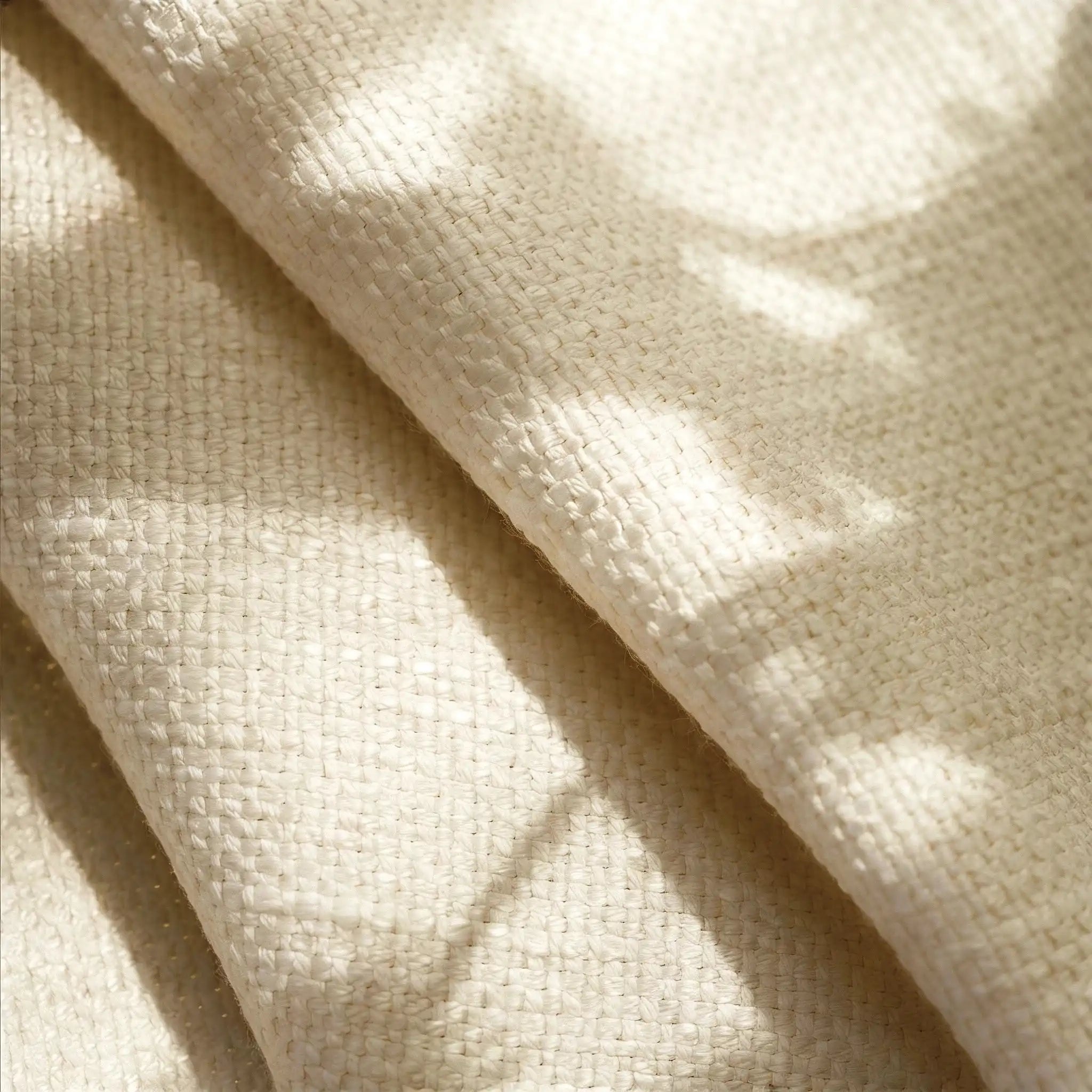 Macro textile weave and natural organic cotton linen quality of Beige John Linen Texture Cotton Curtains