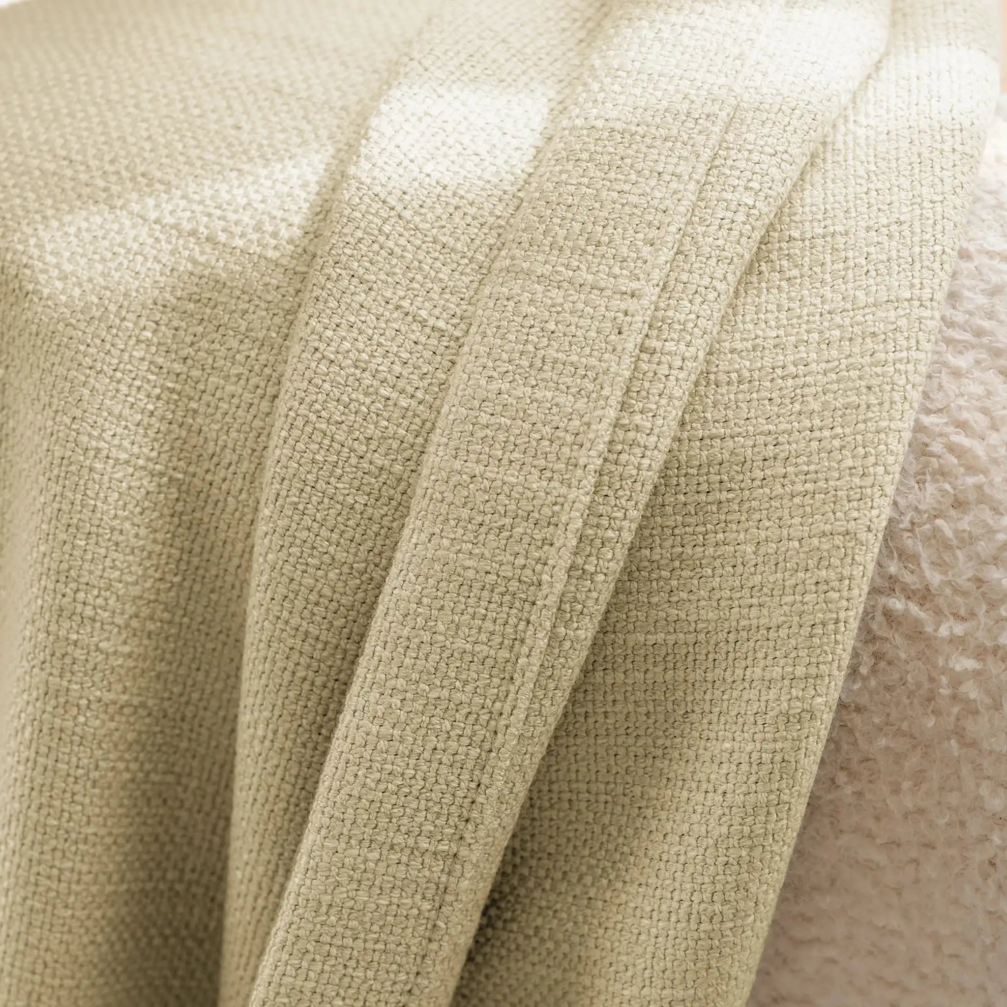 Close up slub weave pattern on Beige John Linen Texture Cotton Curtains revealing premium fabric detail