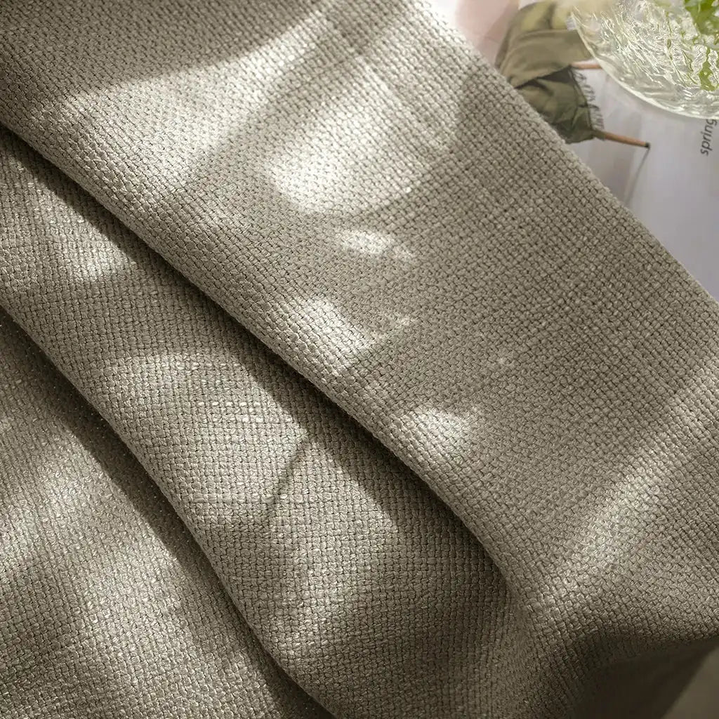 Exceptional tailoring hem stitches and high quality craftsmanship on Coffee John Linen Texture Cotton Curtains