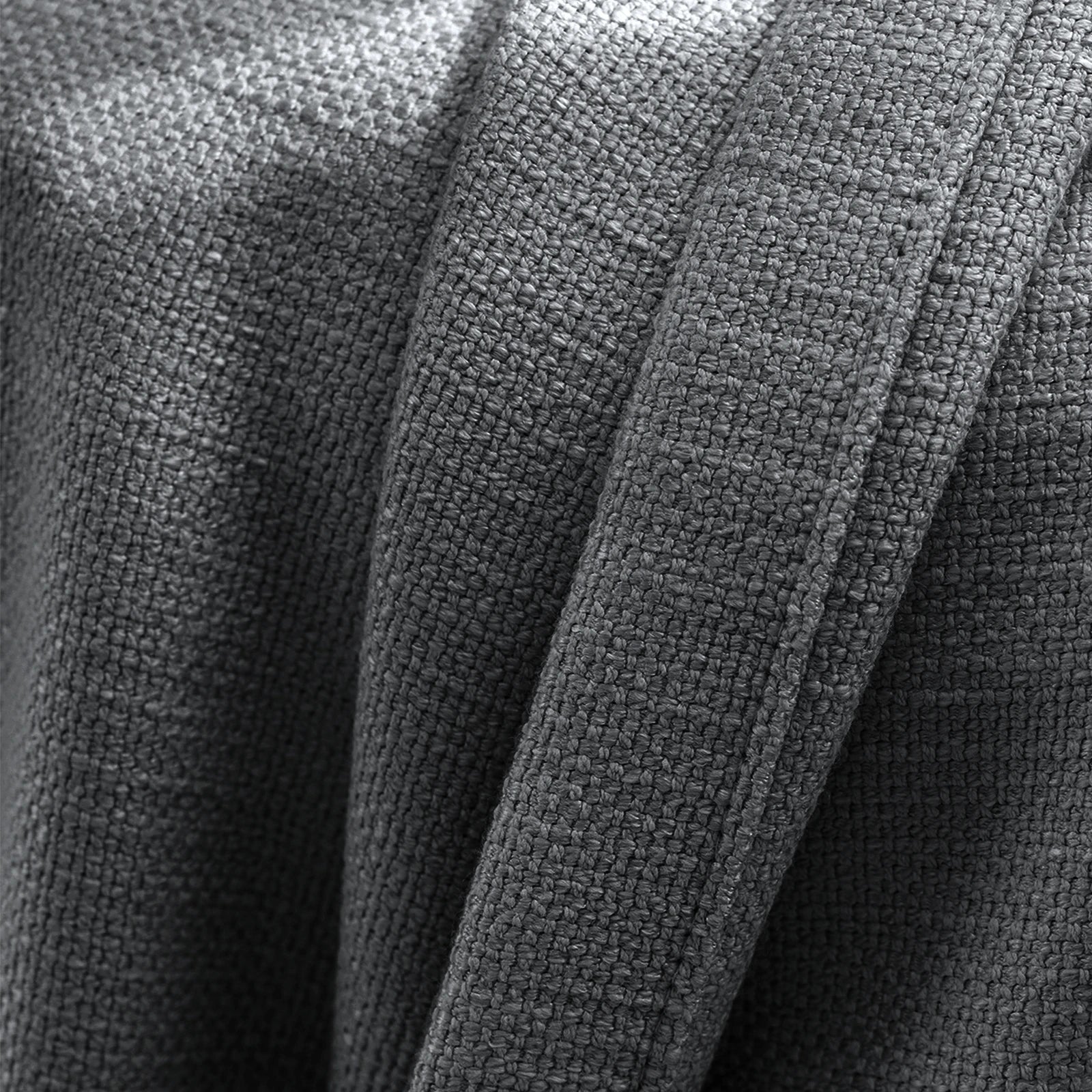 Detailed textile structure and premium tailored drape of Dark Gray John Linen Texture Cotton Curtains up close