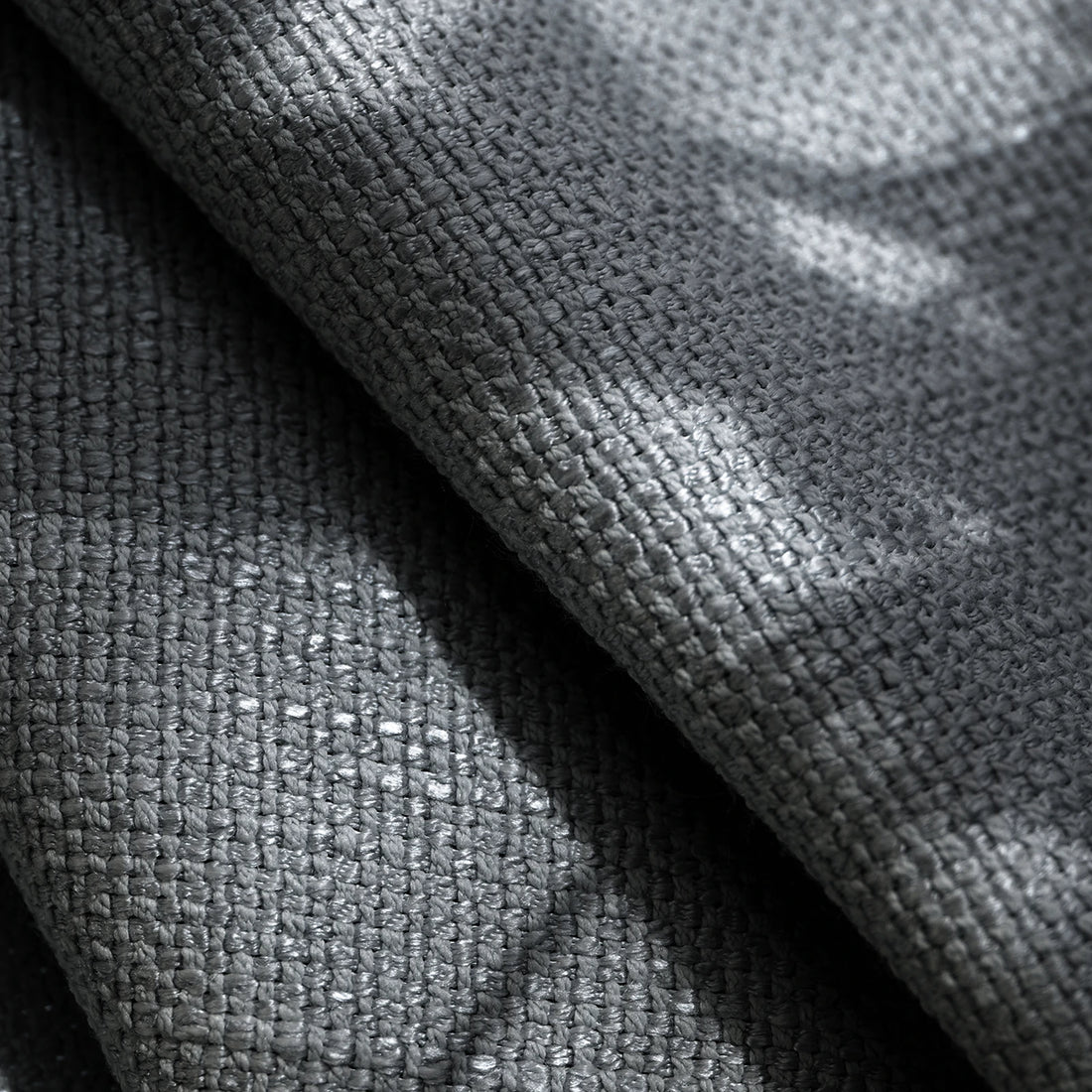 Close up material shot of Dark Gray John Linen Texture Cotton Curtains highlighting the premium slub texture
