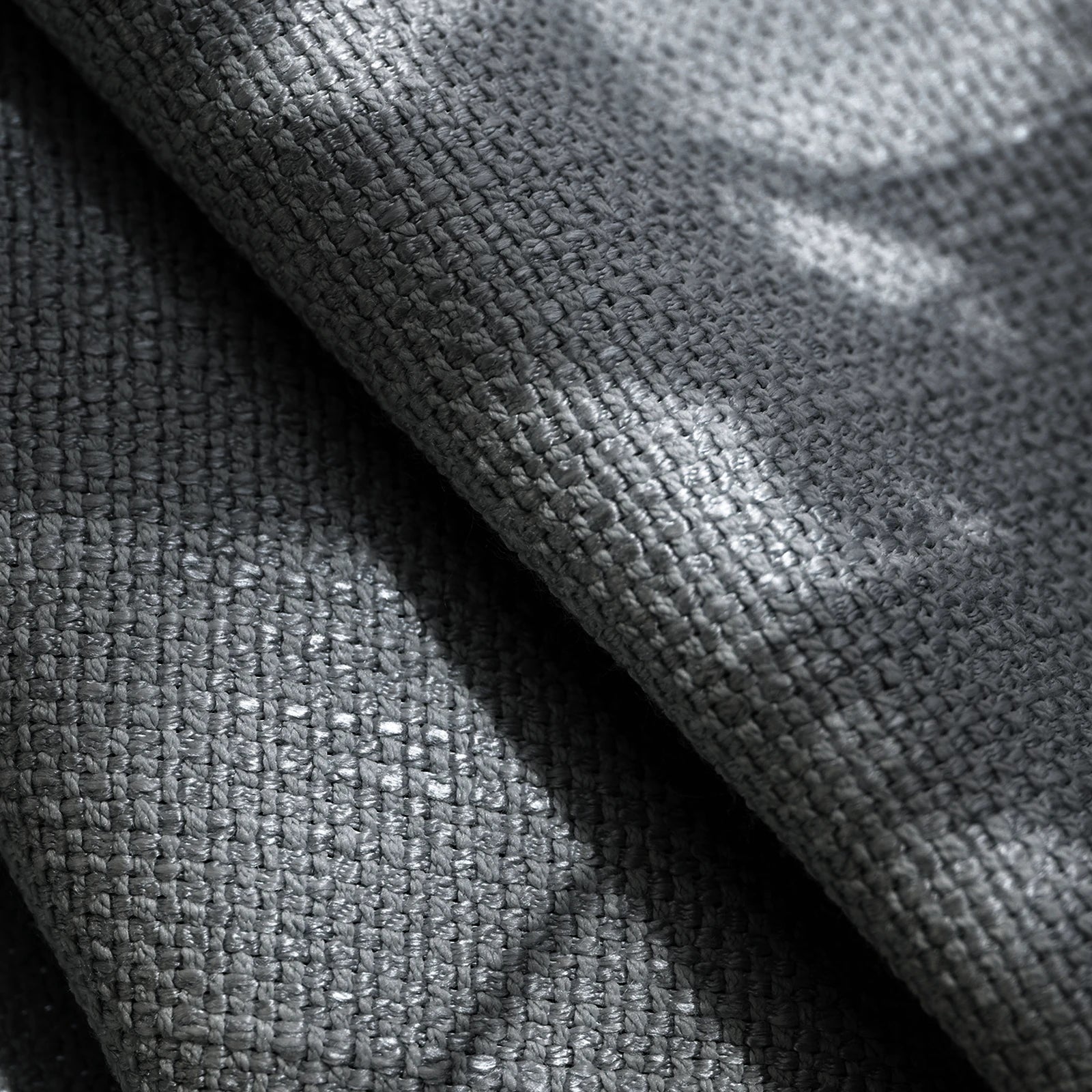 Close up material shot of Dark Gray John Linen Texture Cotton Curtains highlighting the premium slub texture