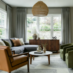Tailored drape structure of Gray John Linen Texture Cotton Curtains framing a bright garden view window