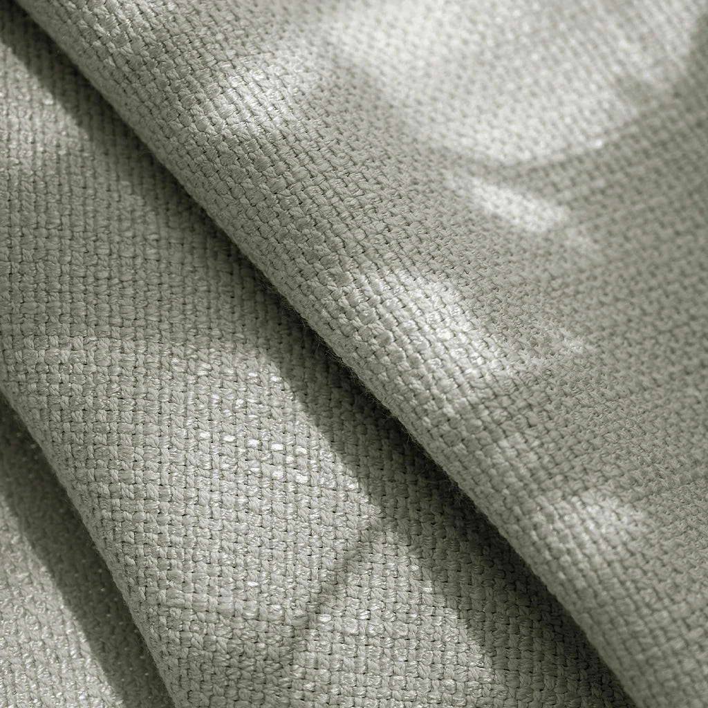 Close up material shot of Pearl Gray John Linen Texture Cotton Curtains showing organic slub linen blend quality
