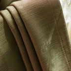 Detailed textile structure and premium tailored drape of Sage Green John Linen Texture Cotton Curtains up close