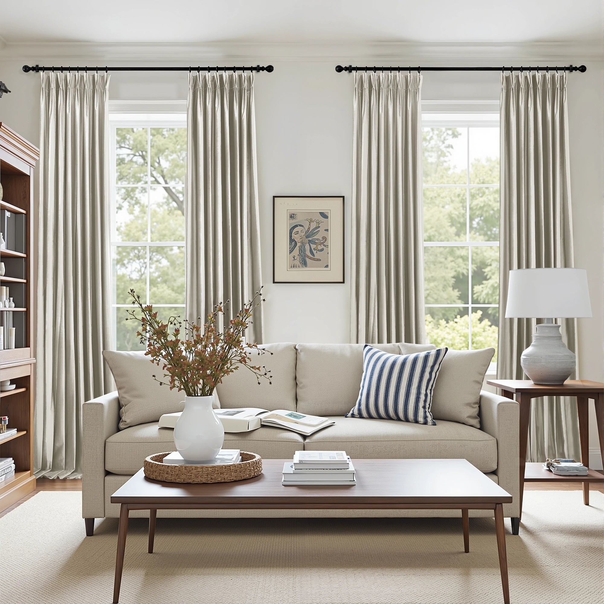 Beige Velvet Curtains