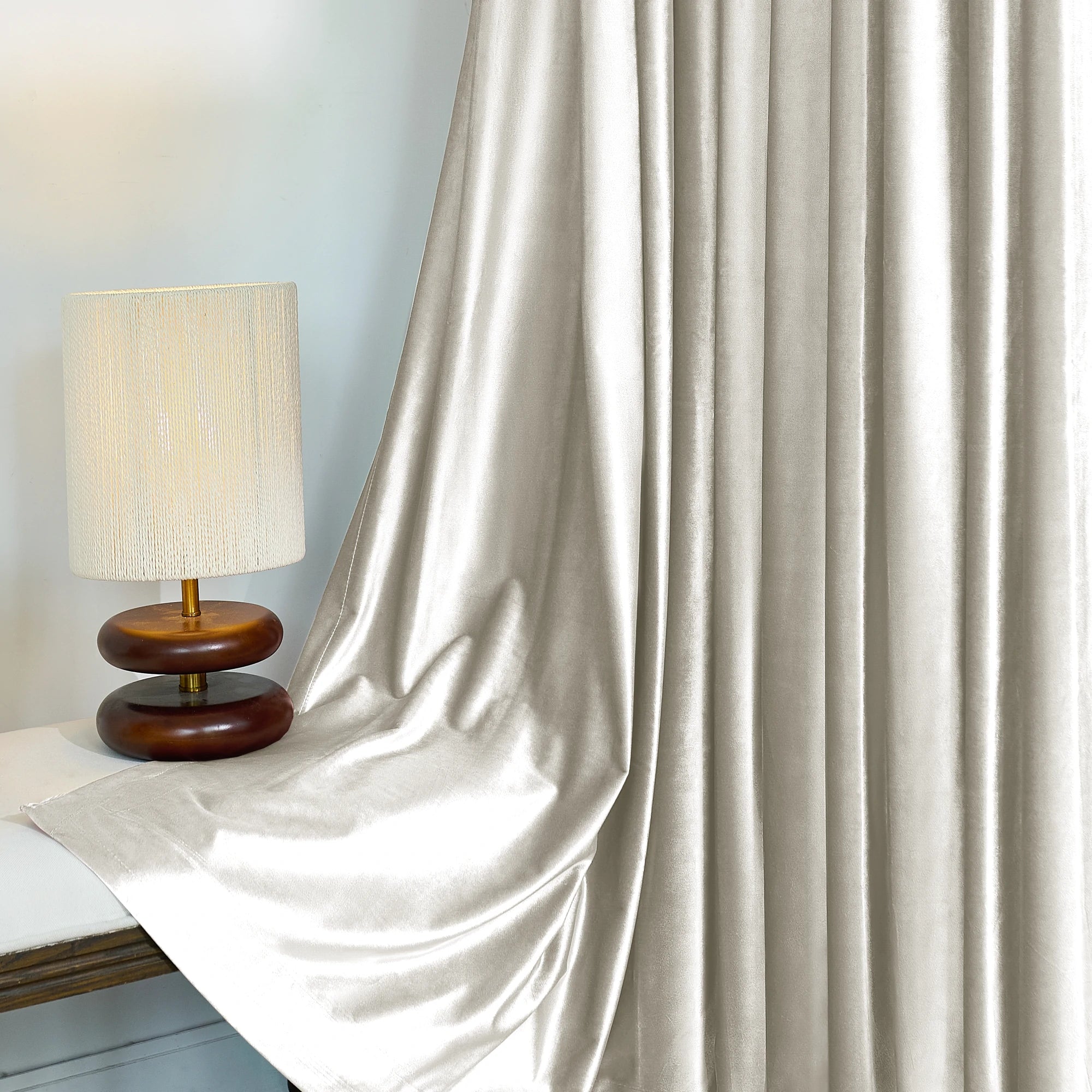Beige Velvet Curtains Details
