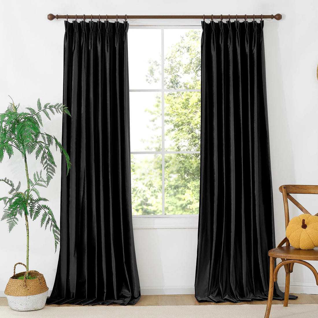 Black Velvet Curtains Front View