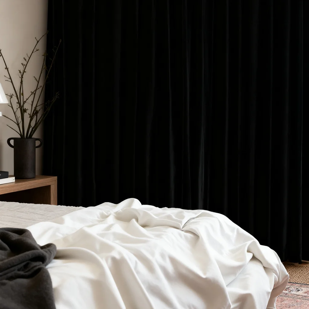Black Velvet Curtains Display Showcase