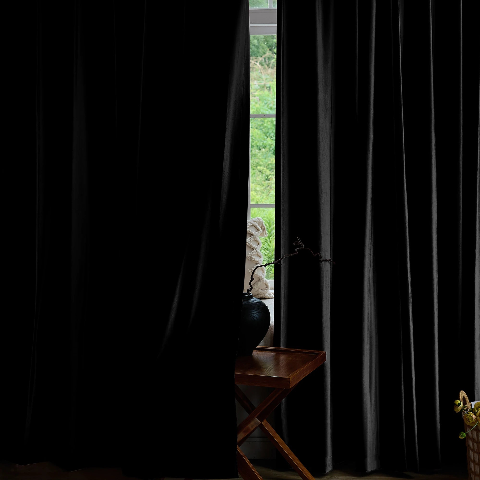 Black Velvet Curtains Display