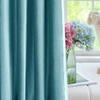Hazy Blue Velvet Curtains Details