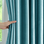 Hazy Blue Velvet Curtains Details