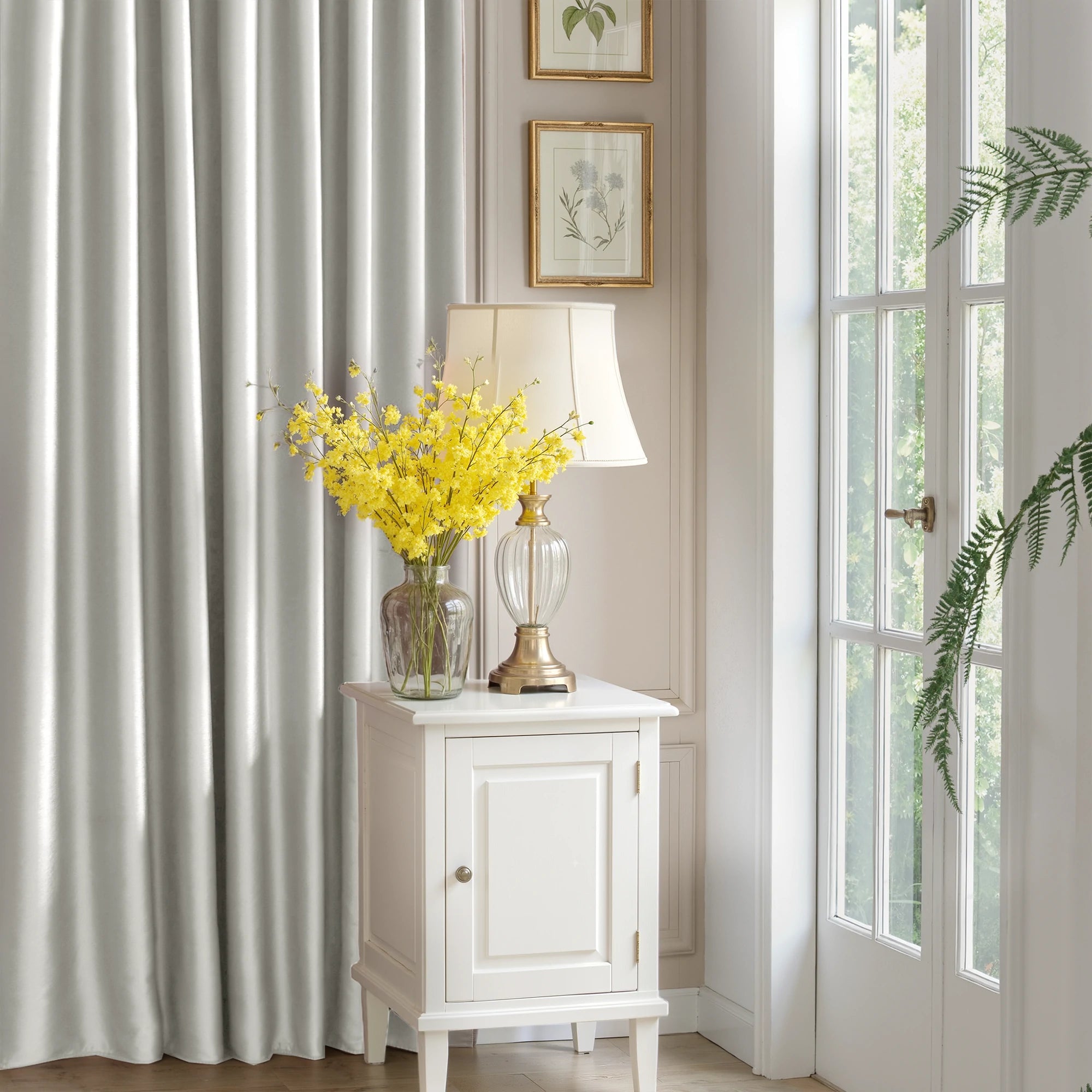 Light Gray Velvet Curtains scene illustration