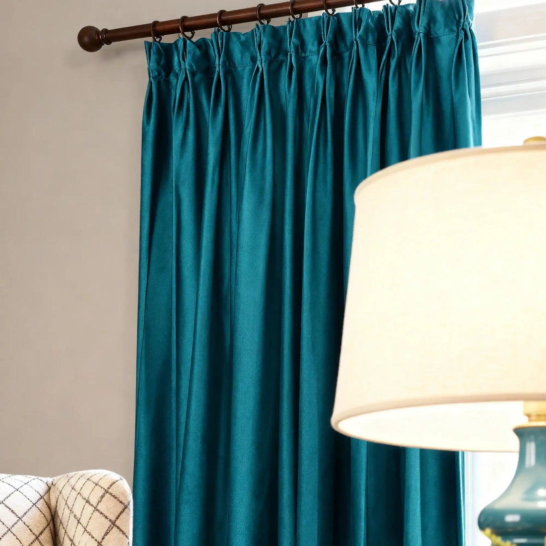 Sapphire velvet curtain details
