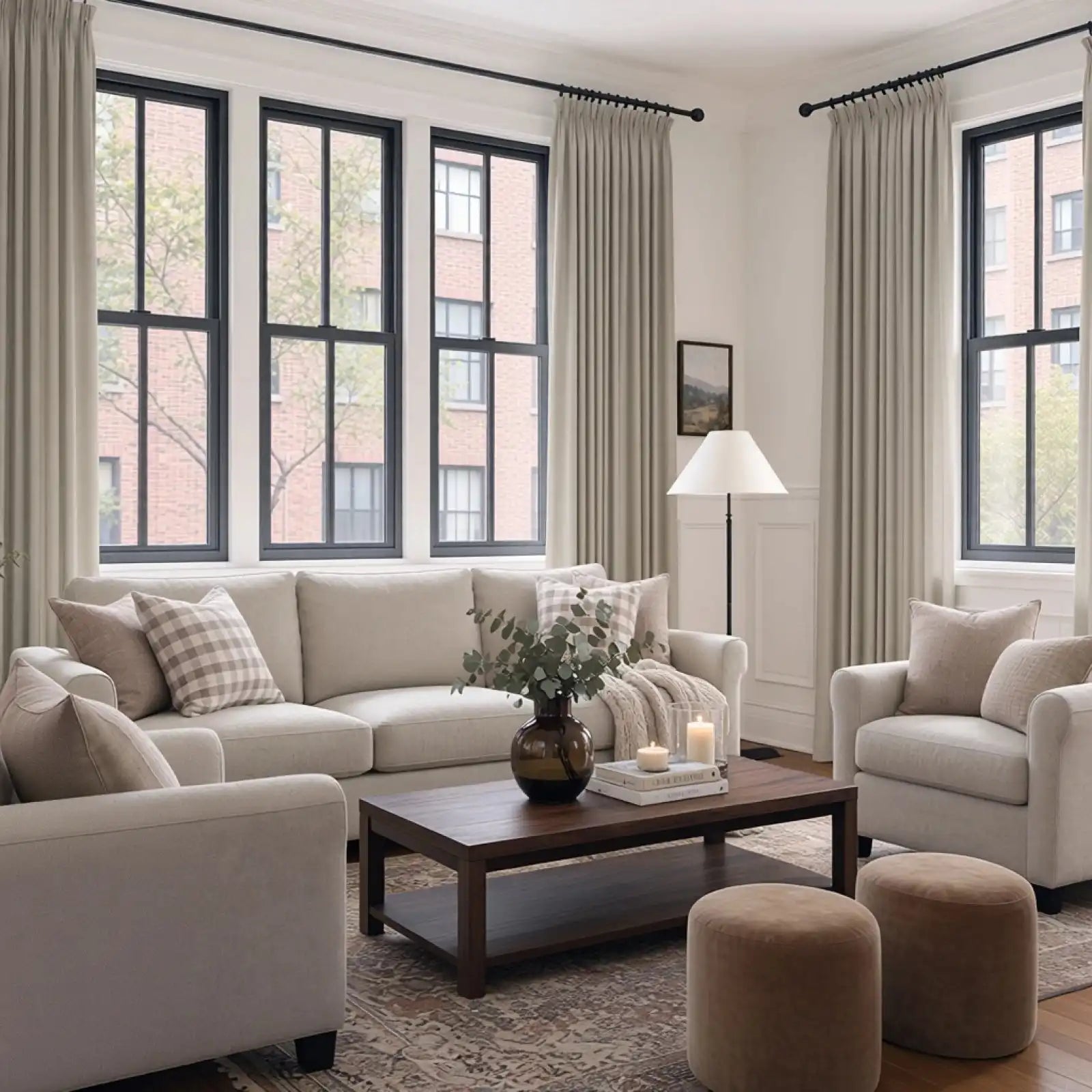 Lacey Herringbone Texture Linen Blend Curtains