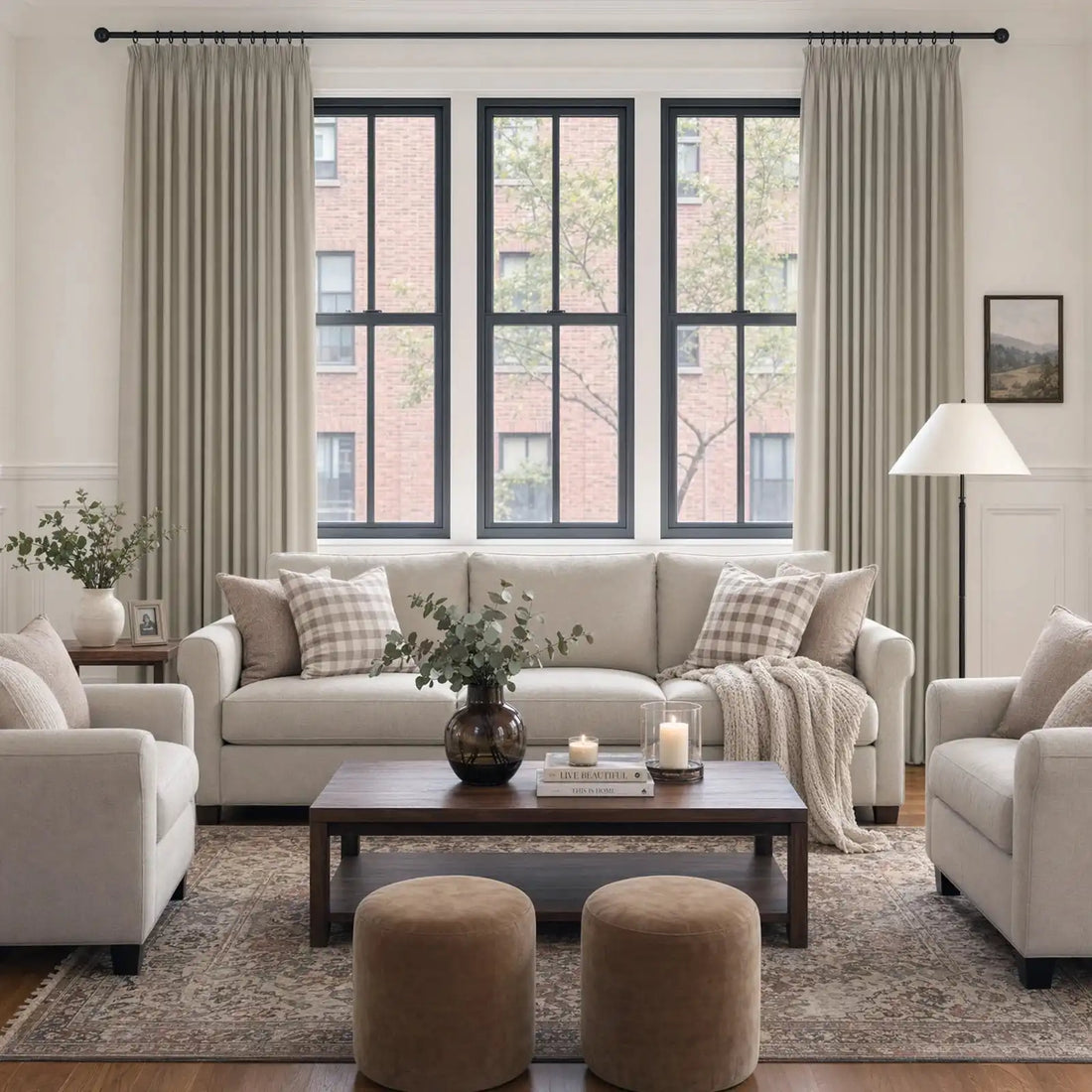 Lacey Herringbone Texture Linen Blend Curtains