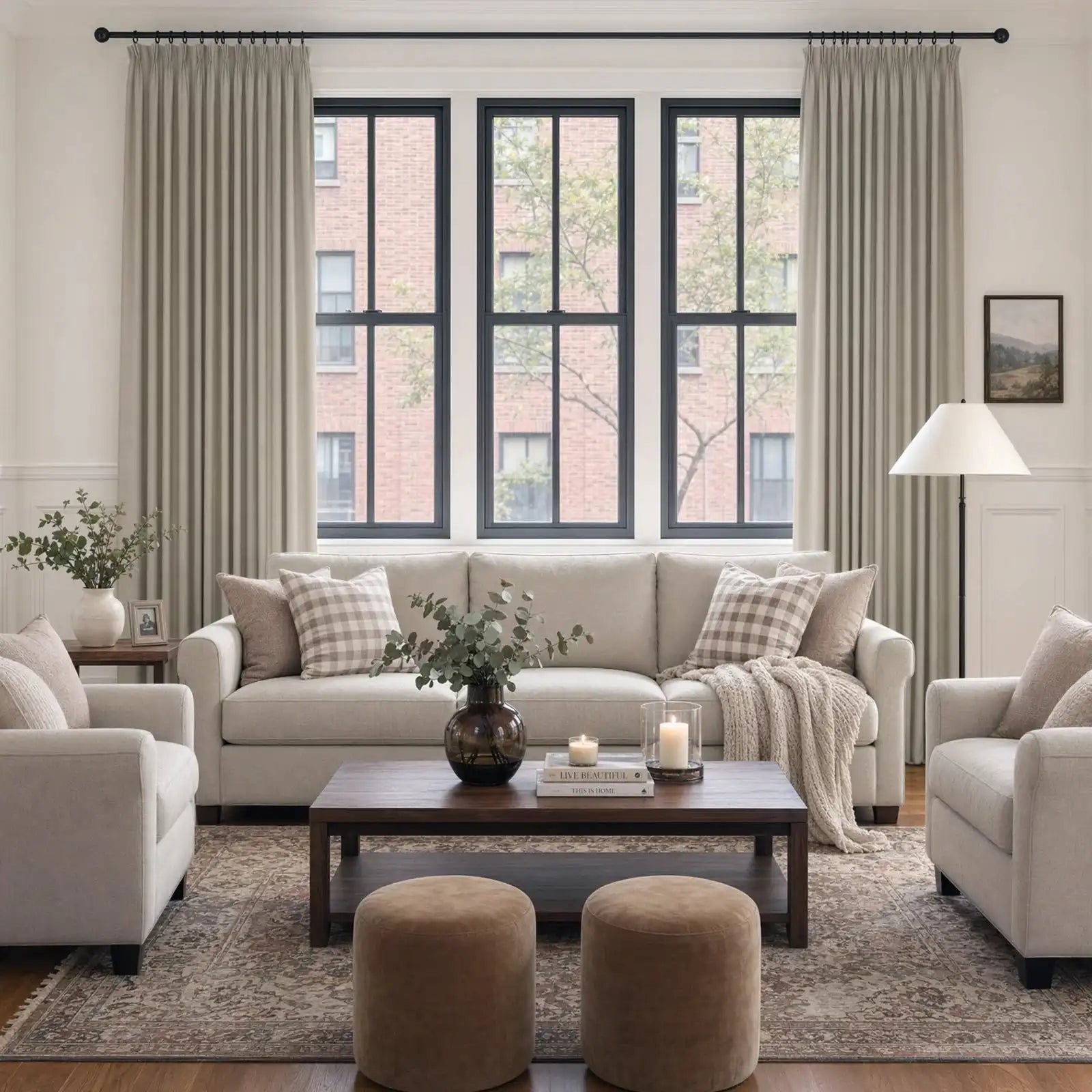 Lacey Herringbone Texture Linen Blend Curtains