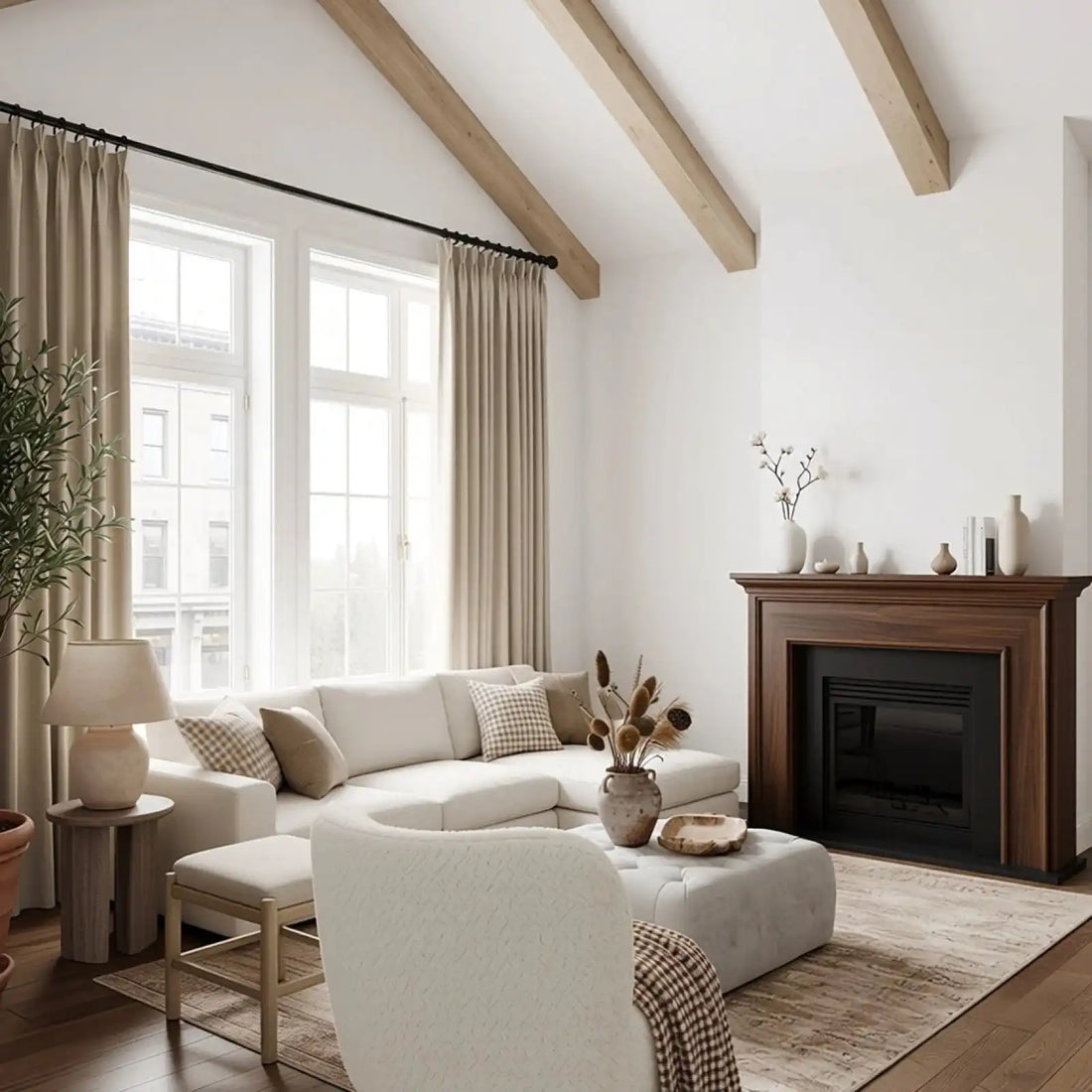 Lacey Herringbone Texture Linen Blend Curtains