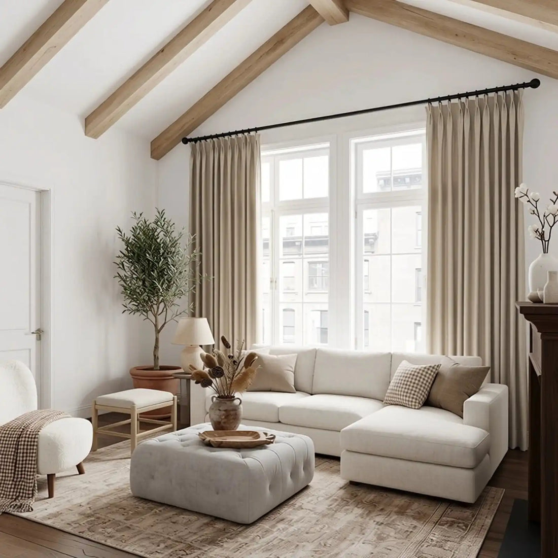 Lacey Herringbone Texture Linen Blend Curtains