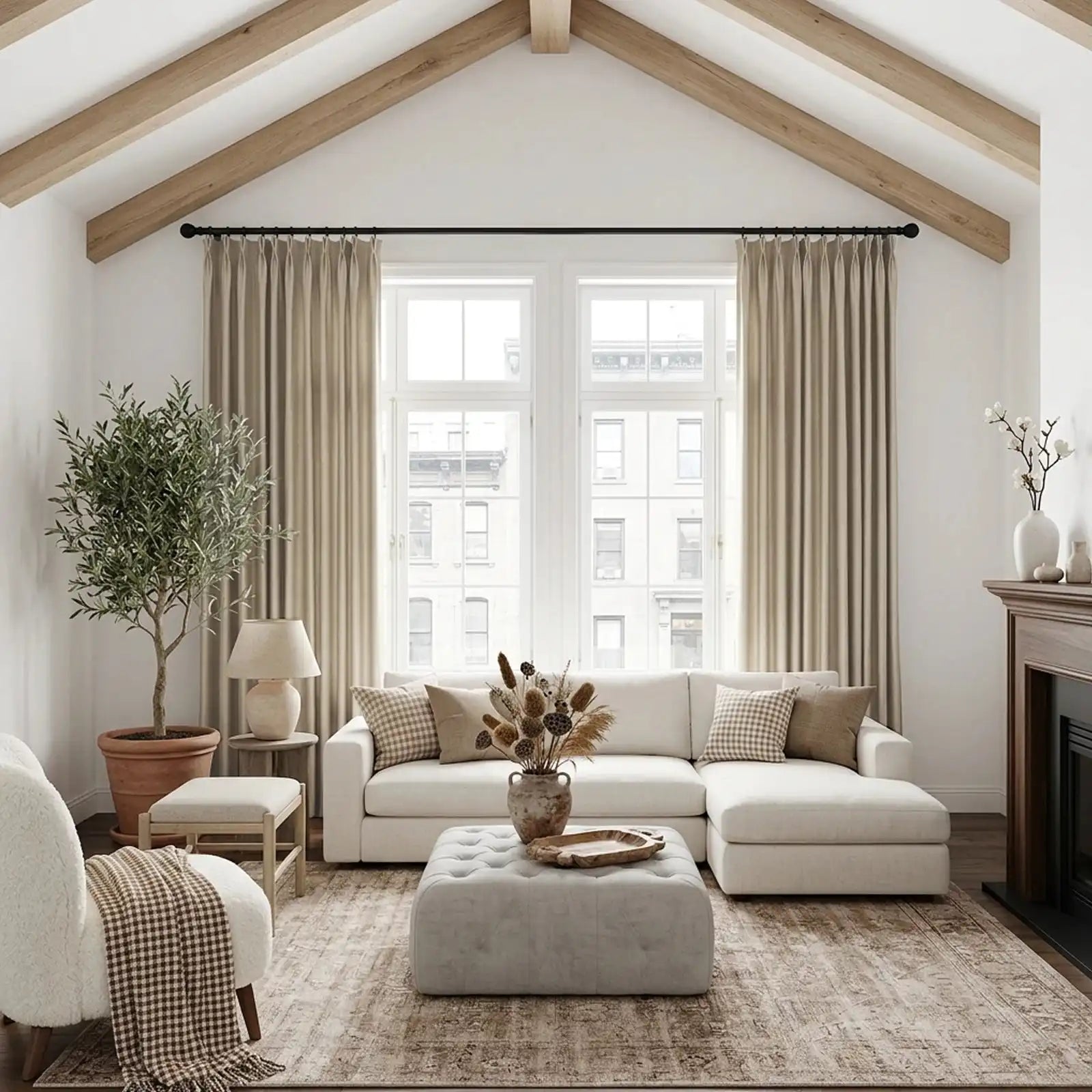 Lacey Herringbone Texture Linen Blend Curtains
