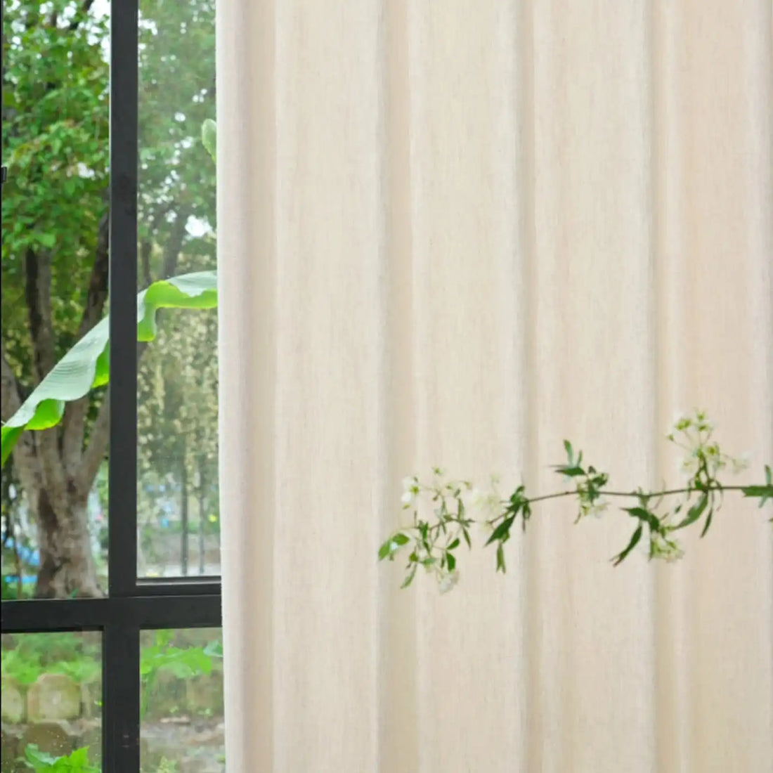 Lacey Herringbone Texture Linen Blend Curtains