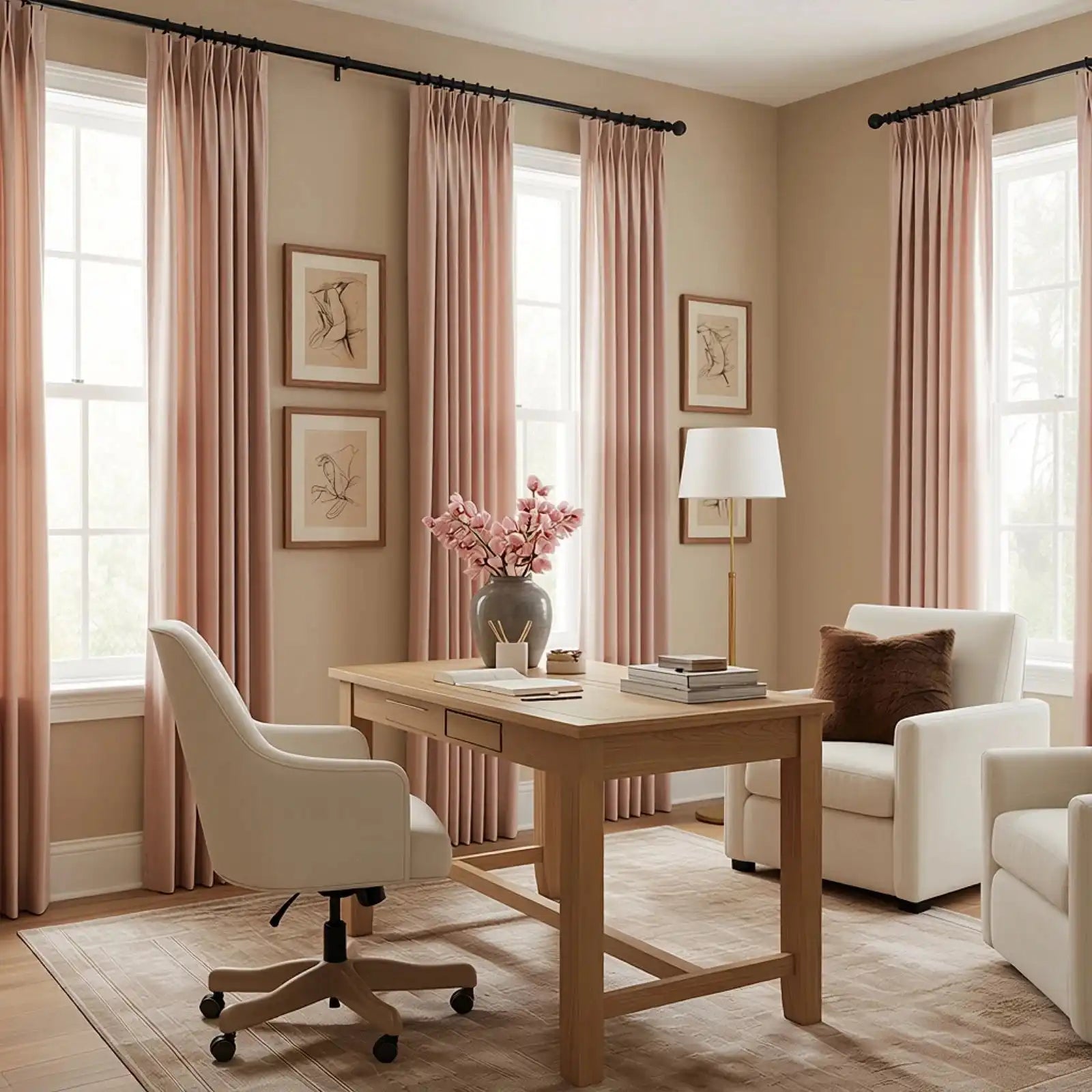 Lacey Herringbone Texture Linen Blend Curtains
