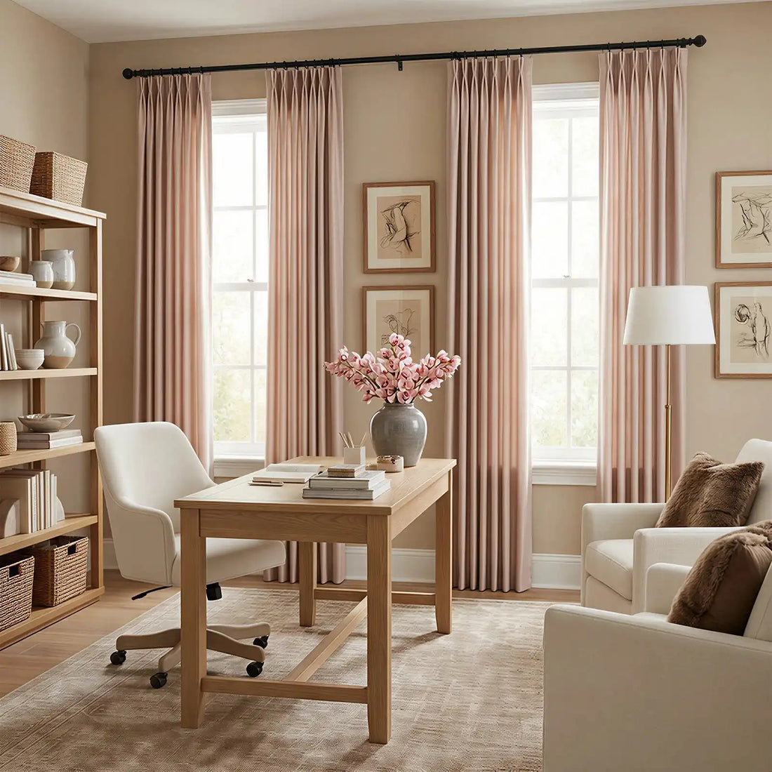 Lacey Herringbone Texture Linen Blend Curtains