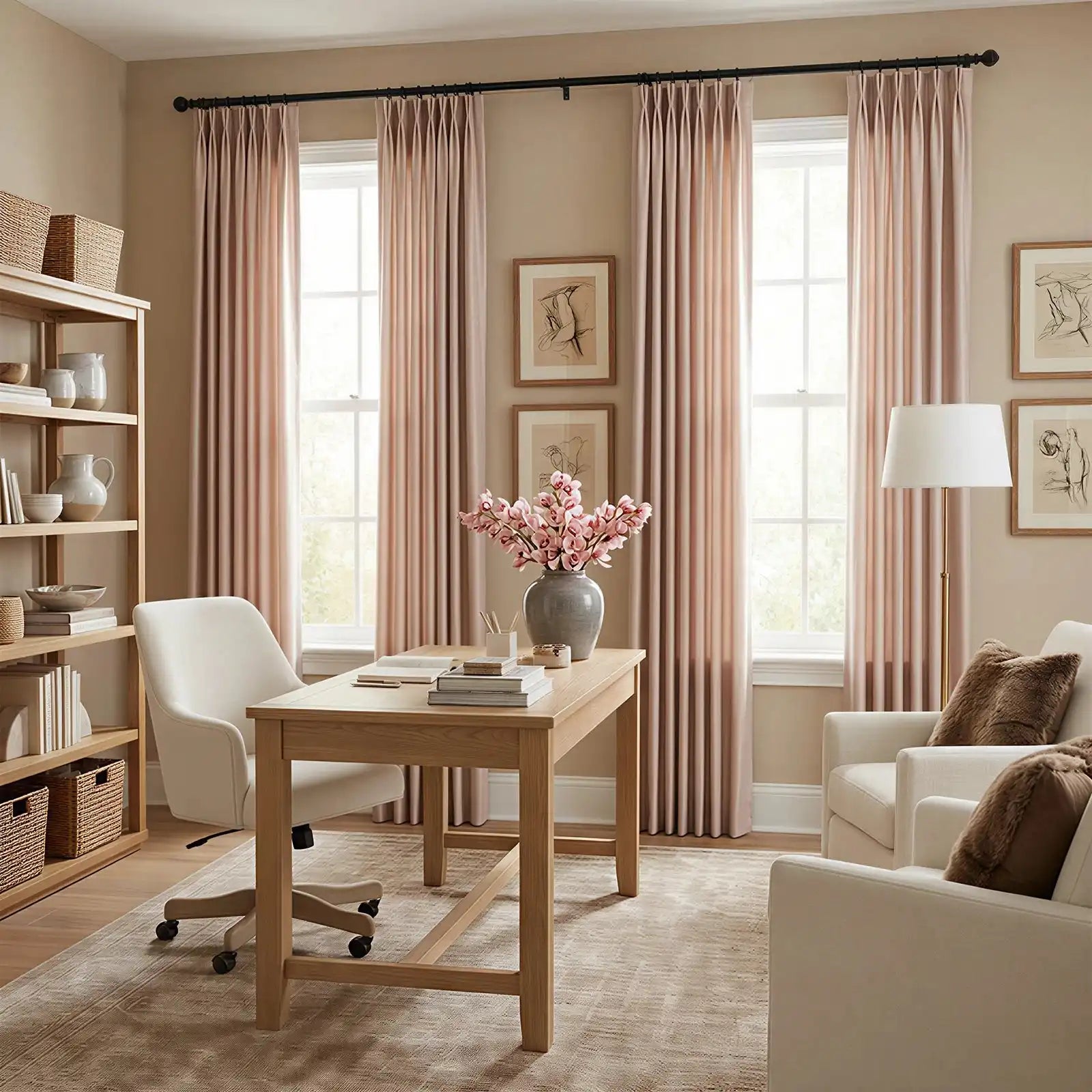 Lacey Herringbone Texture Linen Blend Curtains