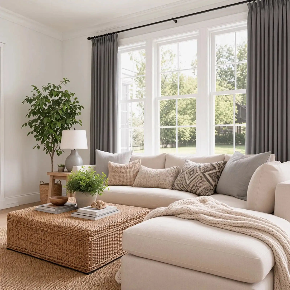 Lacey Herringbone Texture Linen Blend Curtains