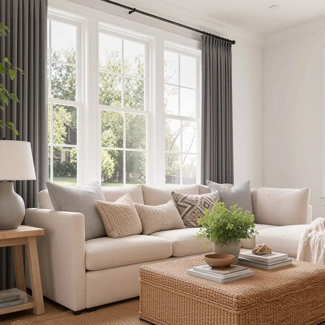 Lacey Herringbone Texture Linen Blend Curtains