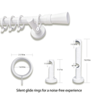 Custom curtain rod with white silent glide rings