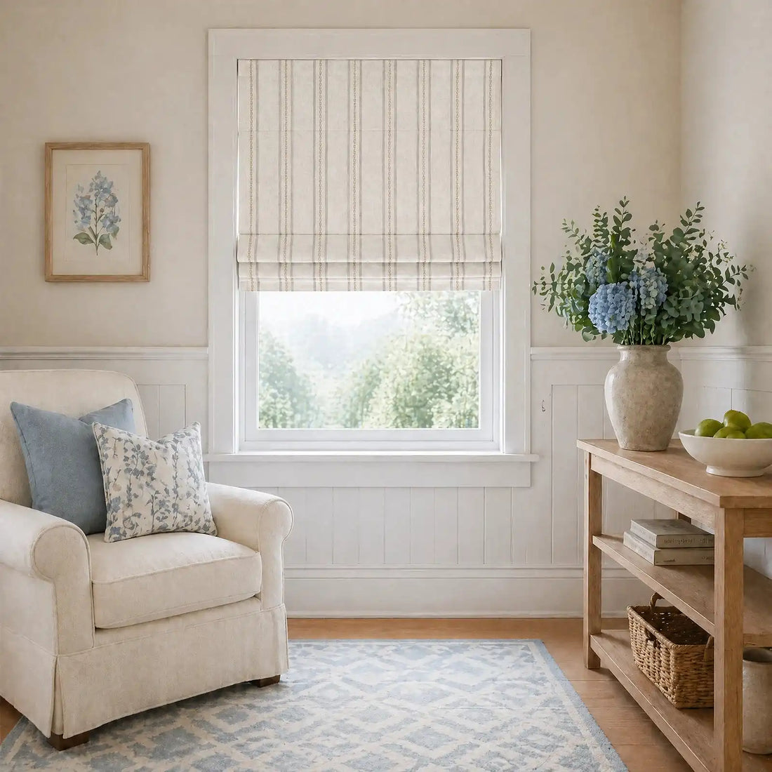 Ocean Woven Stripes Roman Shades