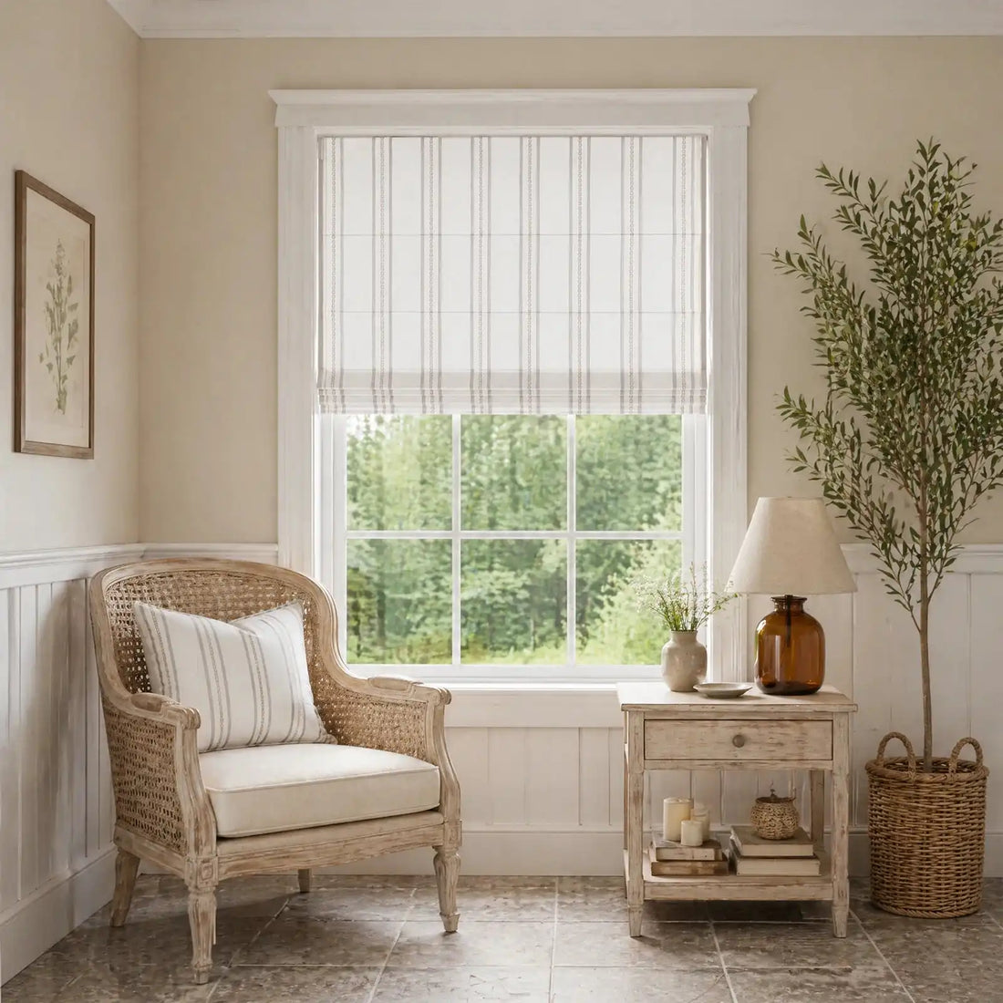 Ocean-Brown Stripes on White
