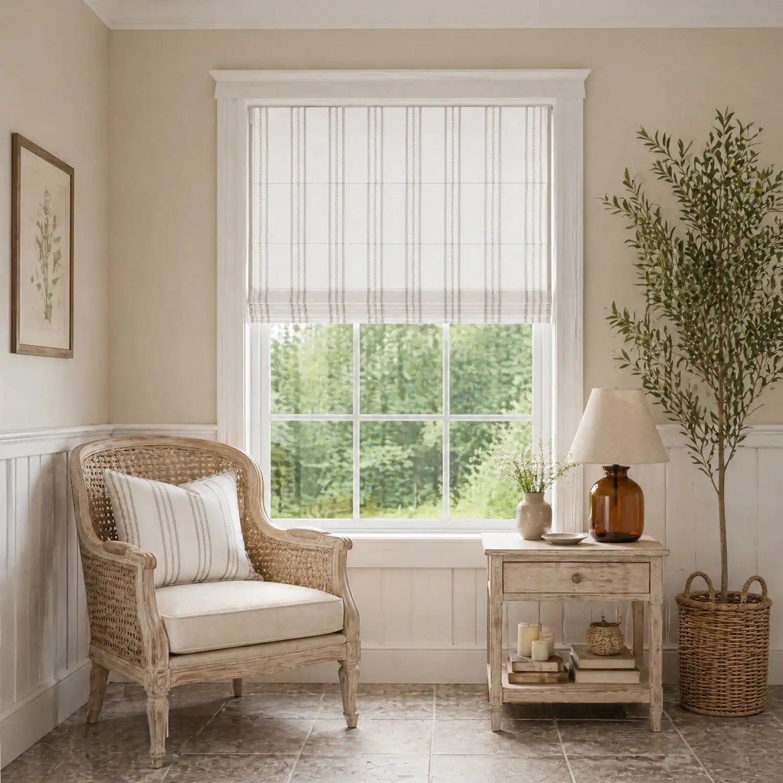 Ocean-Brown Stripes on White