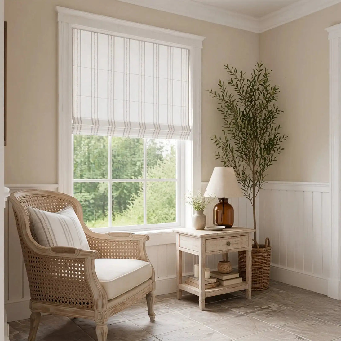 Ocean-Brown Stripes on White